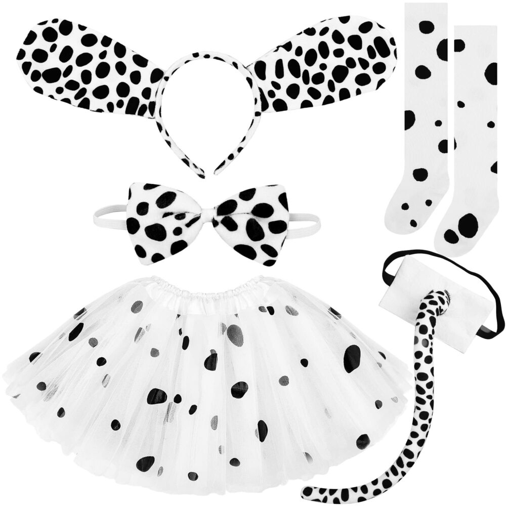 2768 5 Pieces Halloween Dalmatian Dog Costume Set Spotted Dog